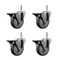 Service Caster 4 Inch Gray Polyurethane Wheel Swivel 58 Inch Threaded Stem Caster Set with Brake SCC SCC-TS20S414-PPUB-PLB-58212-4 - alternate 1
